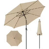 Sombrilla de patio con luz, carga solar, redonda de 120 cm  Beige – Costway