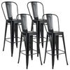 Set de 4 sillas altas de metal con respaldo, altura 76 cm (30") 46×43×117 cm – Costway