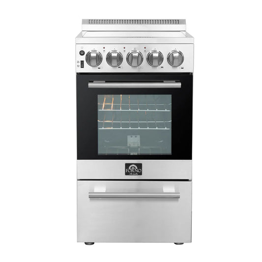 Cocina profesional de vitrocerámica y acero inoxidable, compacta  50 × 56 × 96 cm 4 quemadores y horno – Forno Pallerano