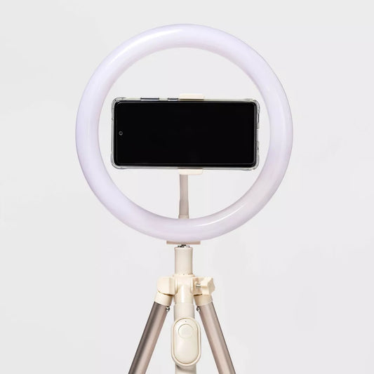 Aro de luz, con tripode, control remoto bluetooth, luz regulable y prensa para el celular. Heyday