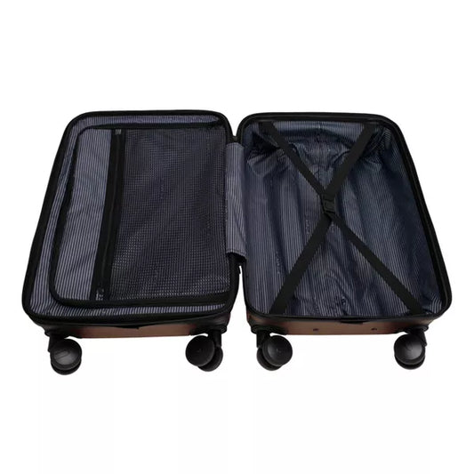 Maleta carry on expandible con rodines color café. Skyline