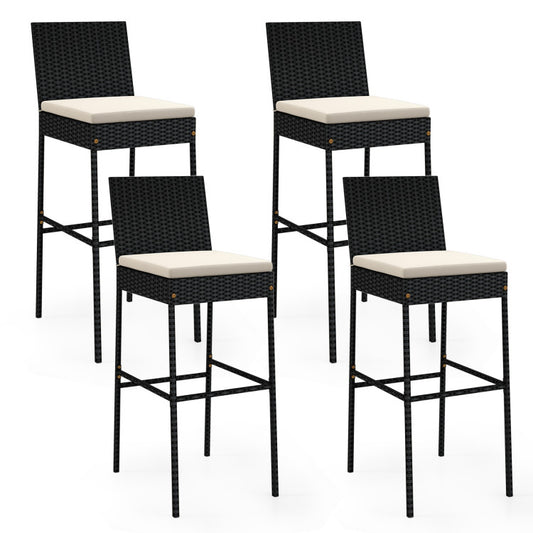Set de 4 sillas altas de ratán con respaldo y reposapiés 50×45×110 cm – Costway