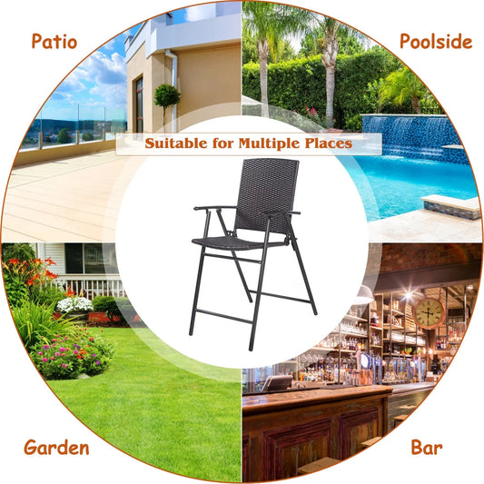 Set de 4 Sillas altas, Plegables de Rattan Patiojoy