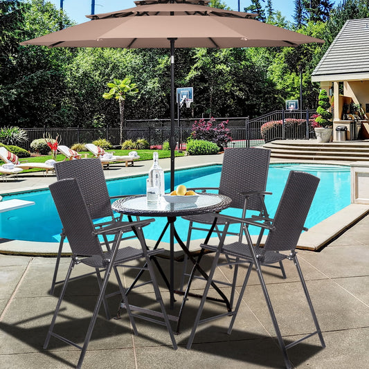 Set de 4 Sillas altas, Plegables de Rattan Patiojoy