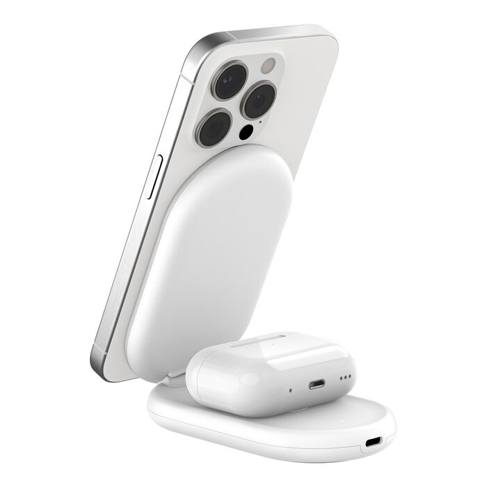 Cargador inalambrico Belkin con BoostCharge 2 en 1, de 15W, Qi2 y MagSafe. Belkin