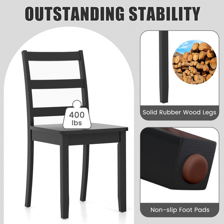 Set de 2 sillas de comedor de madera 46 × 46 × 85 cm con patas de caucho – Costway