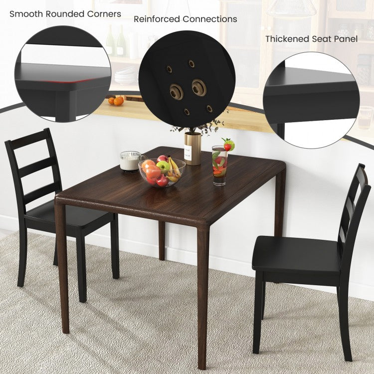 Set de 2 sillas de comedor de madera 46 × 46 × 85 cm con patas de caucho – Costway