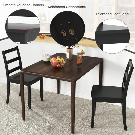Set de 2 sillas de comedor de madera 46 × 46 × 85 cm con patas de caucho – Costway