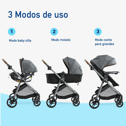 Graco - Sistema de transporte Modes Trio, 3 en 1, silla para carro, pramette y coche