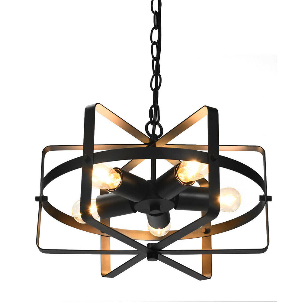 Lámpara Colgante Industrial Costway de 5 Luces Drum Metal Black