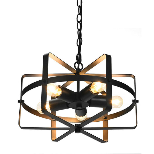 Lámpara Colgante Industrial Costway de 5 Luces Drum Metal Black