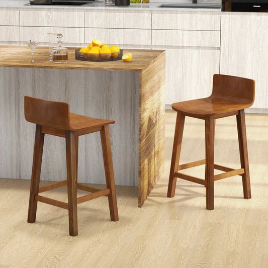 Set de 2 sillas de madera para barra estilo mid-century 39×30×76 cm color marrón – Costway