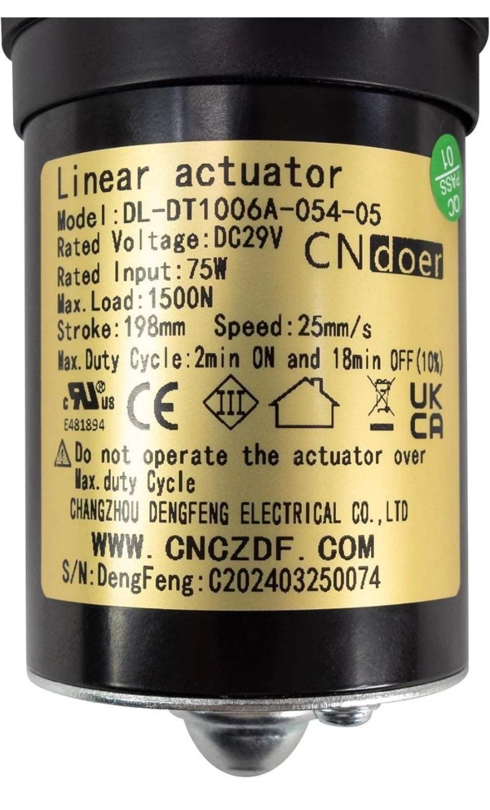 Actuador lineal eléctrico de repuesto para sillón reclinable DL-DT1006A-054-01 – Frassie