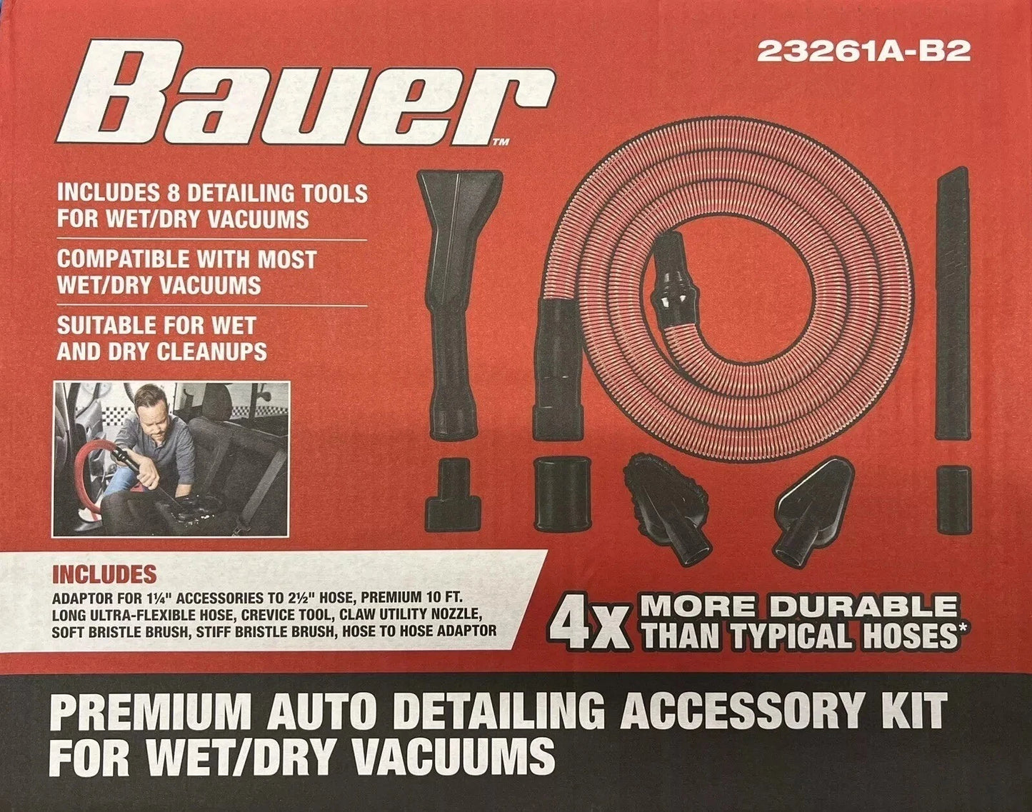 Kit de 7 Accesorios Universales para Aspiradoras Húmedo/Seco, para Auto Detailing y Limpieza. Bauer