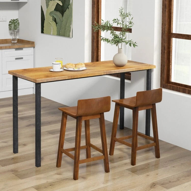 Set de 2 sillas de madera para barra estilo mid-century 39×30×76 cm color marrón – Costway