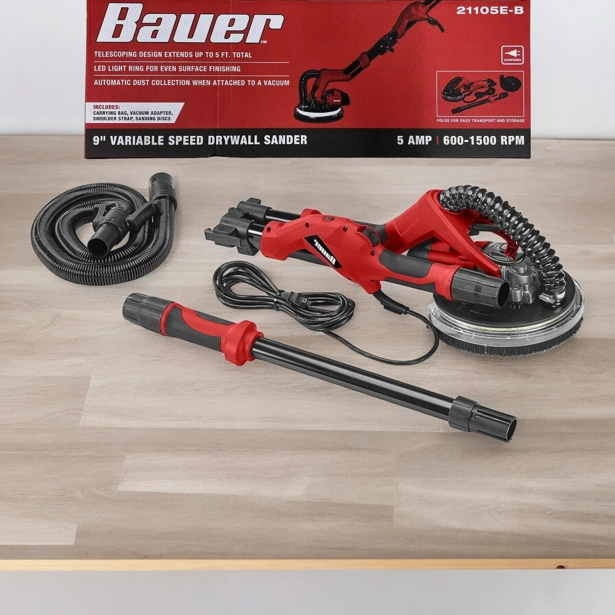 Lijadora para Paredes y Cielorraso Gypsum/Drywall 9" – Velocidad Variable, BAUER