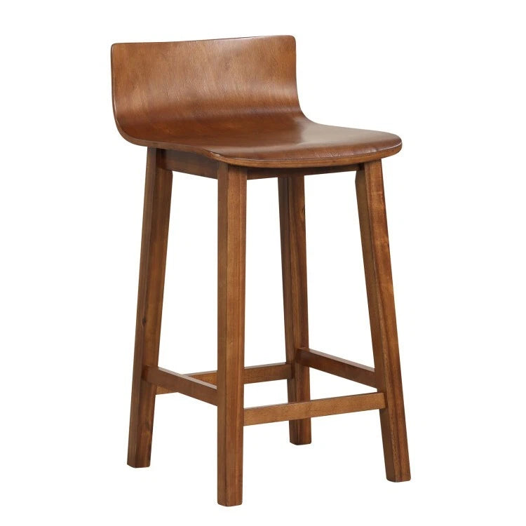 Set de 2 sillas de madera para barra estilo mid-century 39×30×76 cm color marrón – Costway