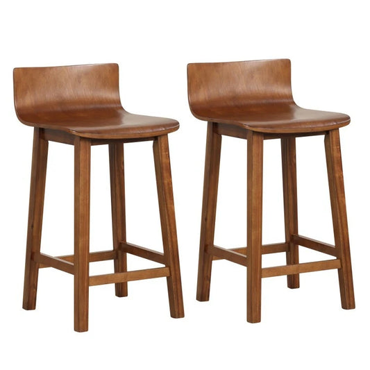 Set de 2 sillas de madera para barra estilo mid-century 39×30×76 cm color marrón – Costway
