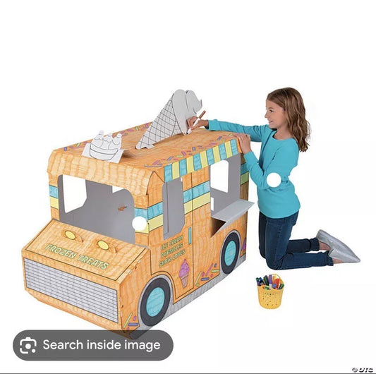 Carrito de helados de cartón para armar y pintar (no incluye marcadores). Mondo Llama